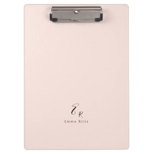Minimalistic Monogram Name Elegant Blush Pink Clipboard