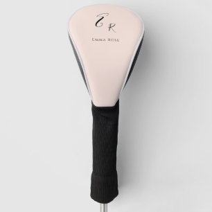 Minimalistic Monogram Name Elegant Blush Pink Golf Head Cover