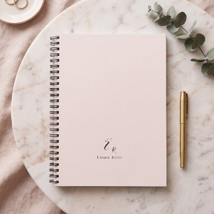 Minimalistic Monogram Name Elegant Blush Pink Notebook