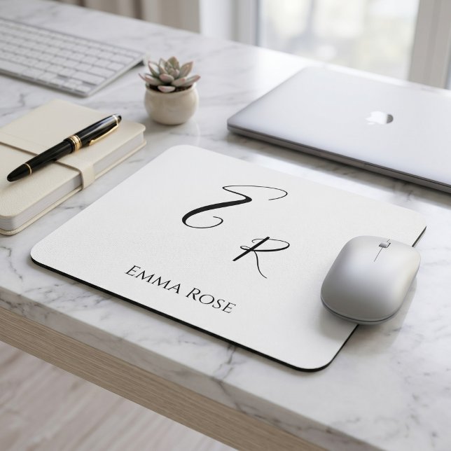Minimalistic Monogram Name Elegant Script Font   Mouse Pad (Creator Uploaded)