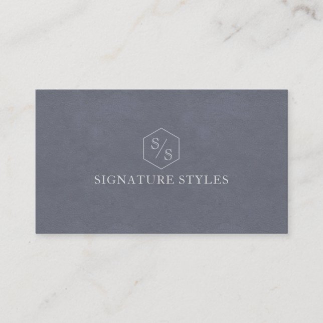 Minimalistic Monogram | Slate Blue Business Card (Front)