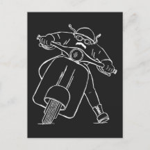 Minimalistic Motor Scooter Rider With Mustache 
