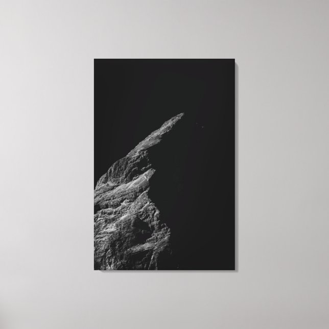 Minimalistic mountain in black and white canvas print (Front)
