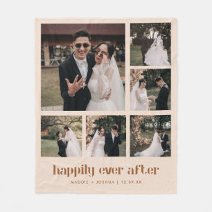 Minimalistic Multi Wedding Photo Collage Fleece Blanket