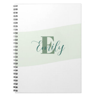 Minimalistic Name Monogram Retro Green Notebook