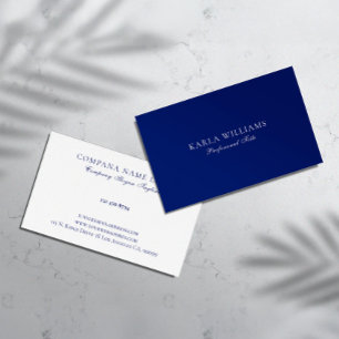 Minimalistic Navy-Blue and White Reverseble Business Card