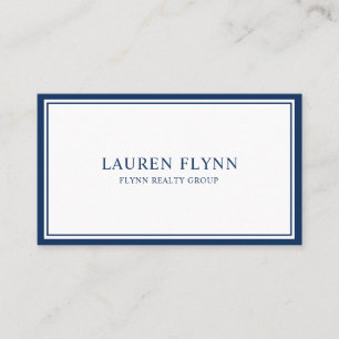 Minimalistic Navy Bordered Real Estate Agent Business Card