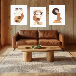 Minimalistic Neutral Coloured Cowboy Hat Canvas Ar Print