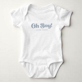 Minimalistic "Oh Boy!" Baby Boy Personalised Name Bodysuit