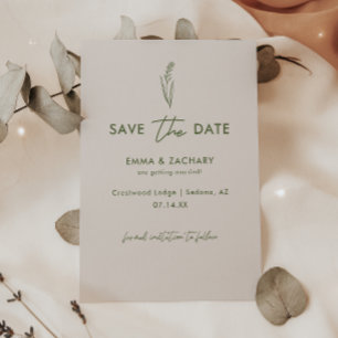 Minimalistic Olive Green & Grey Wedding Save The Date