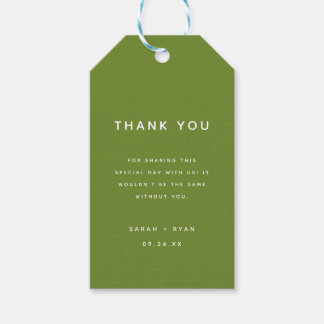 Minimalistic Olive Green Wedding Favour Thank You Gift Tags