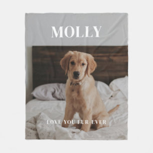 Minimalistic Pet Name Full Photo Fleece Blanket