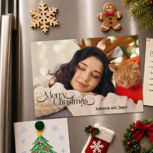 Minimalistic Photo Christmas Card Keepsake Magnet