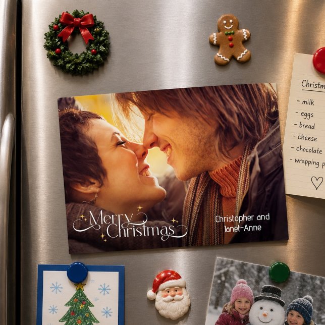 Minimalistic Photo Christmas Card Keepsake Magnet (Creator Uploaded)