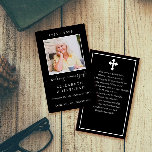 Minimalistic Photo Funeral Prayer Black Card (Creator Uploaded)