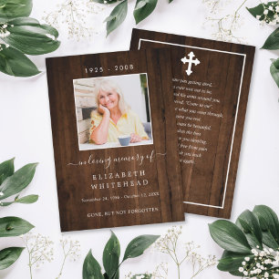 Minimalistic Photo Funeral Prayer Rustic Wood Invitation