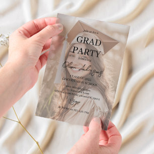 Minimalistic Photo Graduation Party   Elegant Vellum Invitations