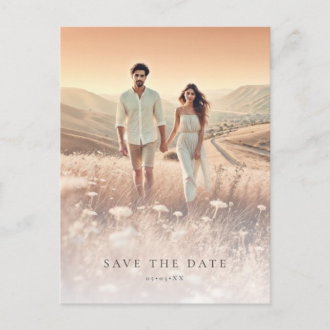 Minimalistic photo save the date postcard (Front)