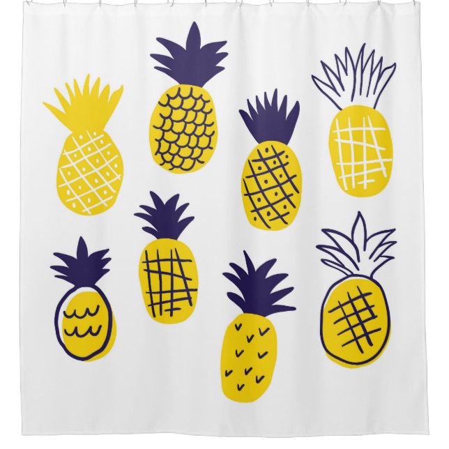 Minimalistic pineapples, colourful abstract design shower curtain (Front)