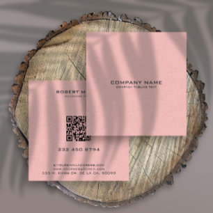 Minimalistic Pink Linen Texture Square Business Card