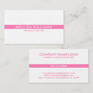 Minimalistic Pink Thin Stripe On White Business Card