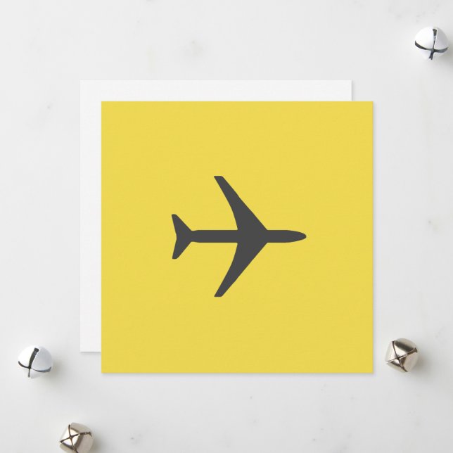 Minimalistic Plane Aeroplane Aviation Fly Holiday Card (Front/Back In Situ)