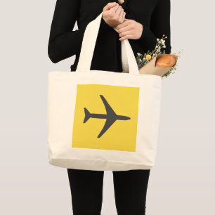 Minimalistic Plane Airplane Aviation Fly Large Tote Bag