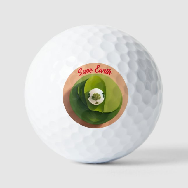 "Minimalistic Planet: Save Earth Design on Value W Golf Balls (Front)