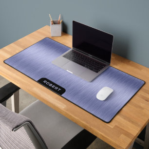 Minimalistic purple-blue brushed aluminum texture desk mat