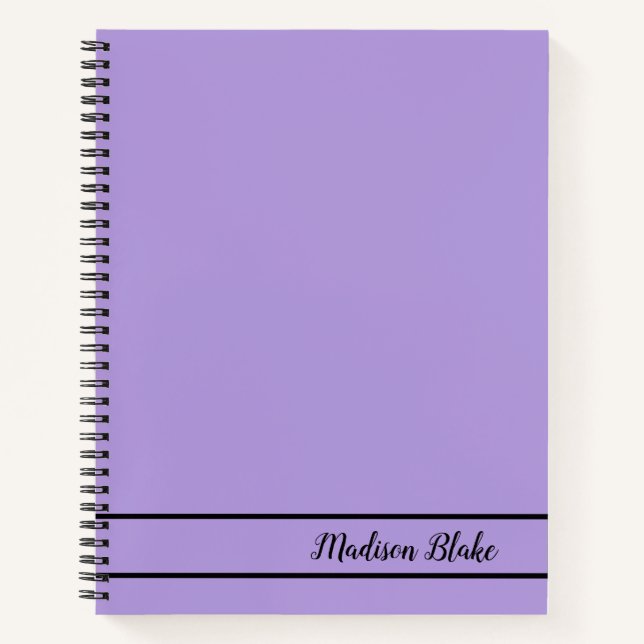 Minimalistic Purple Pastel Customisable Name  Notebook (Front)