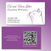 Minimalistic Purple White Cat Illustration QR code