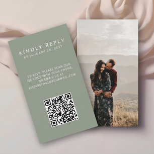 Minimalistic QR Code photo RSVP Enclosure Card