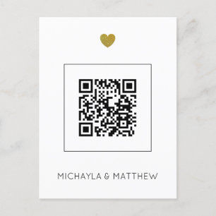 Minimalistic QR Code White Wedding Invitation Postcard