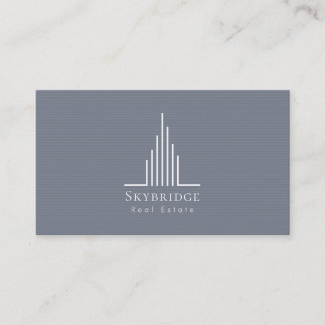 Minimalistic Real Estate Logo | Roman Silver Business Card (Front)