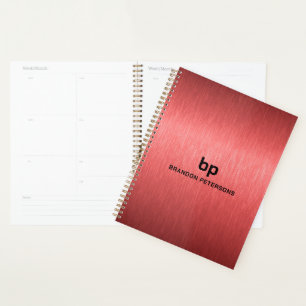 Minimalistic Red Black Metallic Texture Print Planner