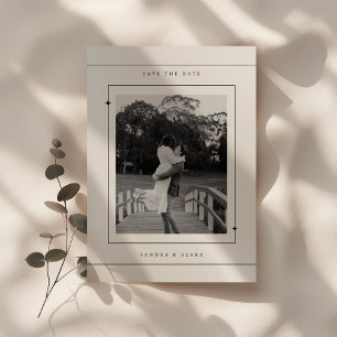 Minimalistic Retro Black & White Wedding Photo Save The Date