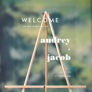 Minimalistic Retro Typography Wedding Welcome Acrylic Sign