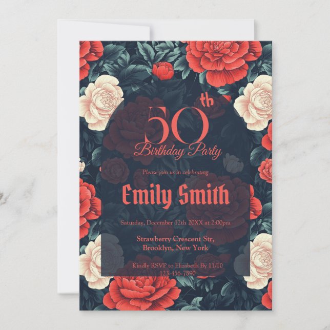 Minimalistic Rose Aesthetic Beach Party Invitation (Front)
