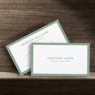 Minimalistic Sage Green Border On White Business Card
