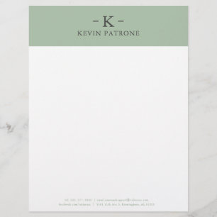 Minimalistic, Sage Green   Grey Text Custom Letterhead