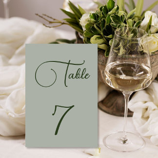 Minimalistic Sage Green Table Number