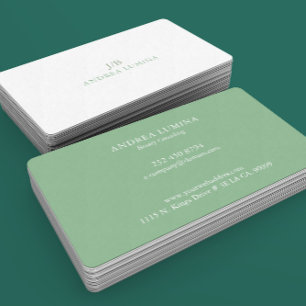Minimalistic Sage Green White Reversible Colors Business Card