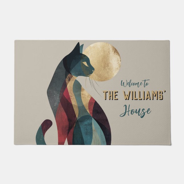 Minimalistic Savannah House Cat Housewarming Gift  Doormat (Front)