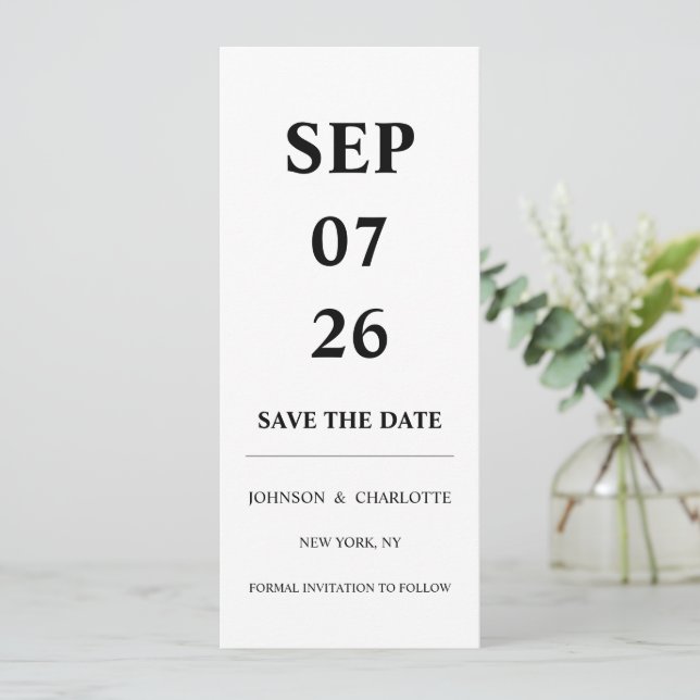 Minimalistic Save The Date Card (Standing Front)