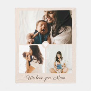Minimalistic Script 3 Photo Collage 'Love you Mum' Fleece Blanket