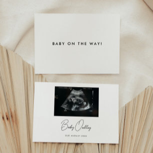 Minimalistic Script "Baby On The Way!" Pregnancy Announcement