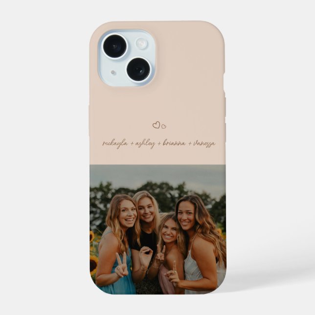 Minimalistic Script Beige BFFS Photo  iPhone 15 Case (Back)