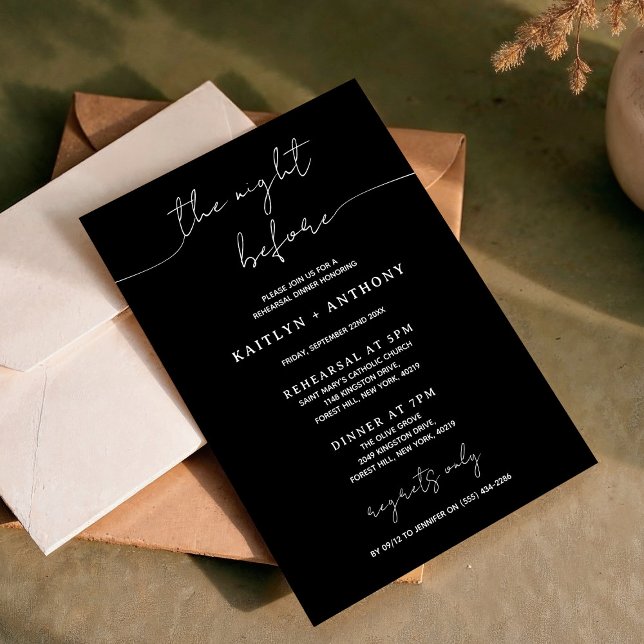 Minimalistic Script Wedding Rehearsal Dinner Invitation (Creator Uploaded)