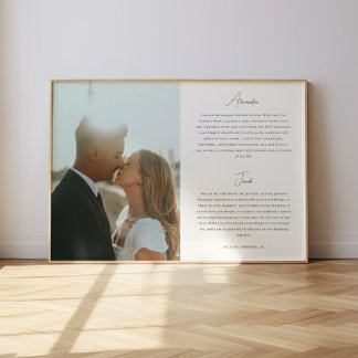 Minimalistic Script Wedding Vows Custom Photo Poster
