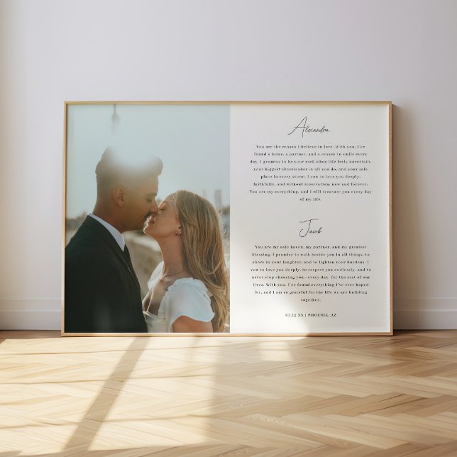 Minimalistic Script Wedding Vows Custom Photo Poster (Creator Uploaded)